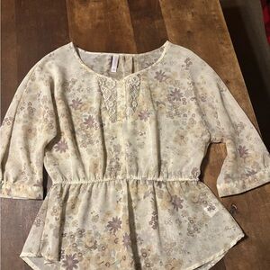 Floral Lace Accent Women's Top